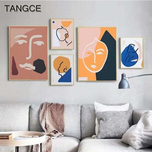 Abstract Matisse Colorful Wall Art Canvas Painting Nordic Character Line Poster N Prints Wall Picture for Living Room Home Decor