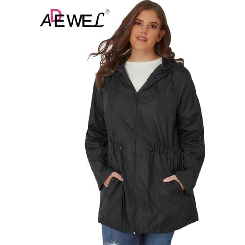 ADEWEL 2019 Black Purple Pocket Parka Women Plus Size Coat Czarna Kurtka Loose Long Sleeve Zip Pocket Chaquetas Mujer Coats 5XL