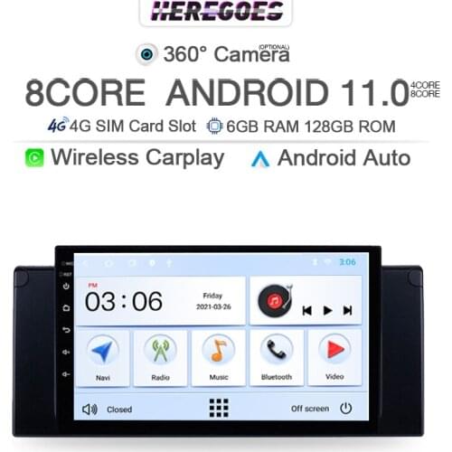 2Din Carplay Android 10 Car Multimedia Player For BMW 5 Series E39 X5 E53 M5 1996-2007 4G LTE GPS Stereo Radio Head Unit 6+128Gb
