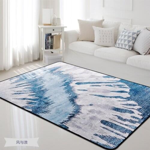Nordic blue series large carpet bedside living room bedroom area rug dining table mat soft sofa carpet wave Home Decorative