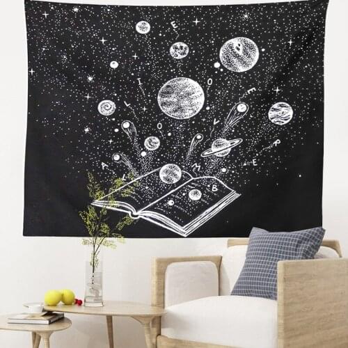 Black Sun Moon Tapestry Starry Sky Tapestry Wall Hanging Gypsy Psychedelic Tapiz woman plant Witchcraft Astrology Tapestry