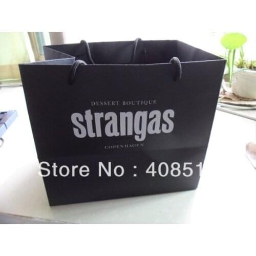 Black paper bags with one color logo printed free shipping