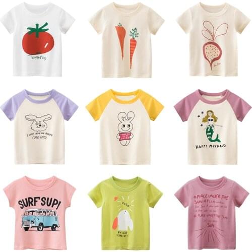 Kids Tee Tops Girls T-shirt Children Boys Short Sleeves Baby Cartoon Cotton Tops Toddler Clothes Clothing New 2021 Summer
