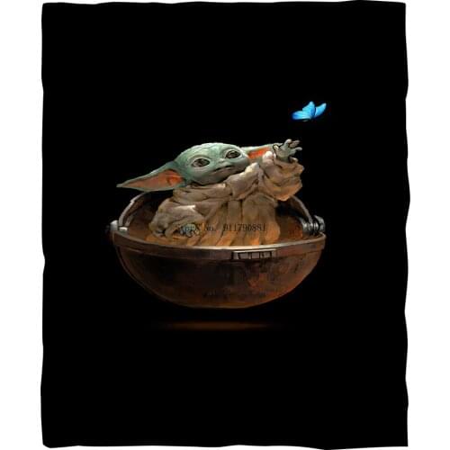 Disney Master Yoda Series Design Lovely Cartoon Comfortable Soft Blue Black Blanket Children Adult Sofa Bedding Home Textile