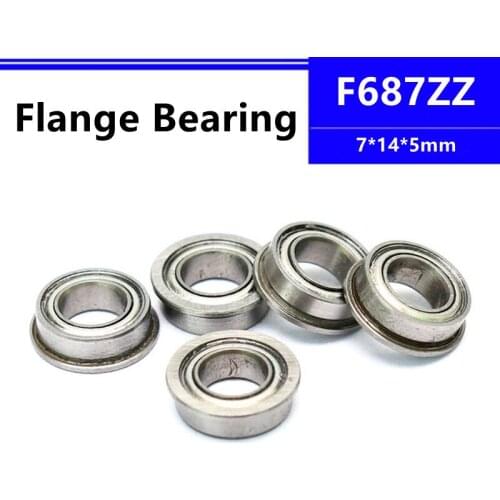 50/100/500pcs F687ZZ 7*14*5mm LF1470 flange deep groove ball bearing 7x14x5mm F687 F687Z Flanged bearing 3d printer