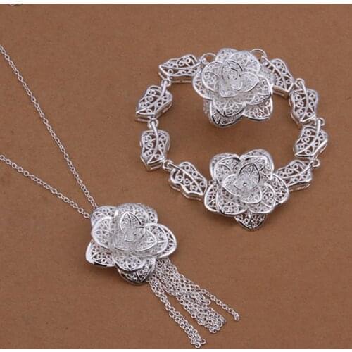 Hot selling 925 jewelry silver plated jewelry set fashion jewelry set Jewelry Set SMTS436