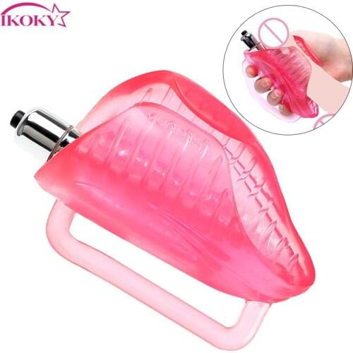 IKOKY Vibrating Cockring Pink Pocket Pussy Sex Toys for Men Penis Trainer Male Masturbator