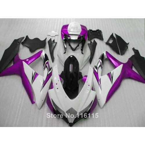 ABS fairing kit for SUZUKI K8 K9 GSXR 600 750 2008 2009 2010 white black purple GSX-R600 GSX-R750 08 09 10 fairings 62-47