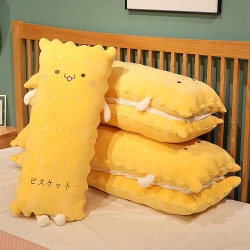 Creative Cute Plush Toast Bread Sesame Biscuits Toy Stuffed Simulation Food Bread Long Piliow Soft Doll Kids Toys Birthday Gift