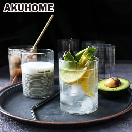 Creative transparent glass breakfast cup home juice drink cup Nordic heat drinking cup milk cup teacup AKUHOME