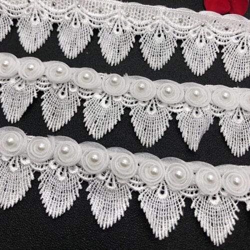 1Yard/lot 4CM wide white small tassel wave beaded lace hand-sewn garment skirt hem sleeve bag curtain accessories AC421