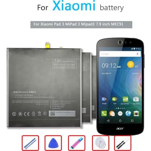 Tablet Li-Polymer Battery BM62 For Xiaomi Pad 3 MiPad 3 Mipad3 7.9 Inch MEC91 mi tab 3 Replacement Battery 6600mAh BM62