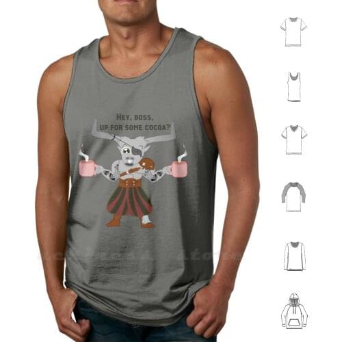 Iron Bull And His Cocoa Tank Tops Vest Sleeveless Dragon Age Fantasy Humor Iron Bull Qunari Chibi Cute Cocoa Funny Videogame