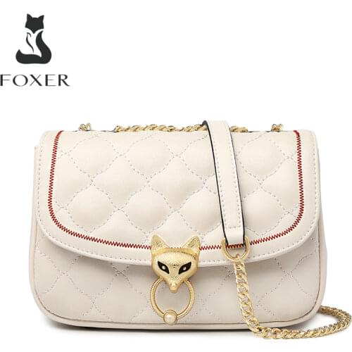 FOXER 2021 Fashion Cow Leather Women Crossbody Bag Casual Ladies Soft Shoulder Bags Classic Brand Girls Handle Purse Bags