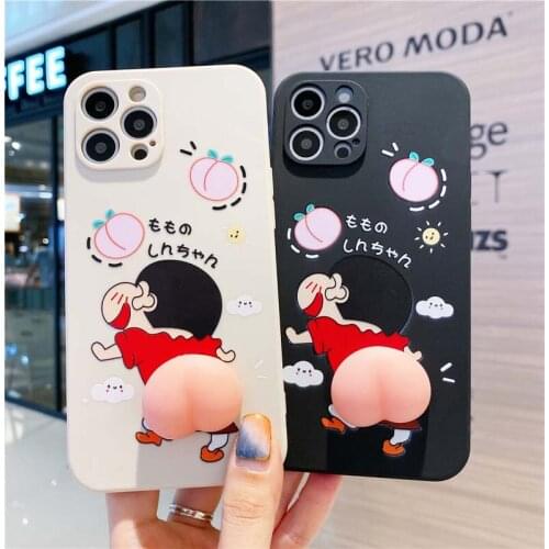 Cute 3D Cartoon Soft Silicone Butt Phone Case For iPhone 11 12 Pro Max 7 8 Plus SE2020 X XR XS Mini Lovely Cover Funda Coque