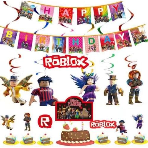 Roblo game theme boy birthday party decoration robot disposable tableware set plate tablecloth baby shower gift balloon
