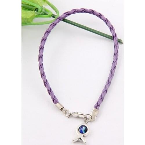 Wholesale 10Pcs Purple Fish String Bracelets Lucky Charms Pendant Leather