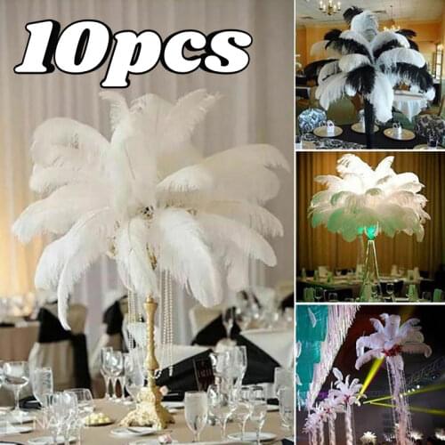 10pcs Elegant Ostrich Feather White Black Red Fluffy Feather 15-20cm/25-30cm/30-35cm for Party Home Wedding Room DIY Decorations
