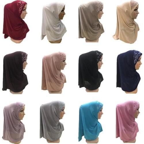 Fashion Women Flower Lace Hijab Amira Muslim Head Scarf Wrap Shawl Islamic Headwear Scarf Hat Turban Full Cover Headscarf