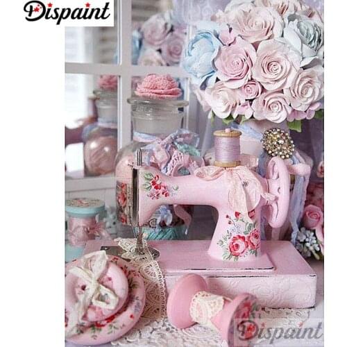 Dispaint Full Square/Round Drill 5D DIY Diamond Painting "Sewing machine" Embroidery Cross Stitch 3D Home Decor A12894