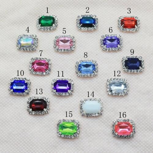 NEW10Pcs 15 * 20mm Rectangle Acryl Rhinestone buttons handmade sewing Accessories buttons for clothing wedding decoration