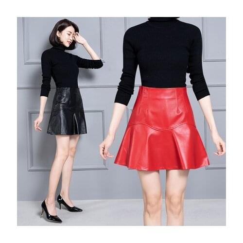 Top brand New Fashion 2020 Genuine Sheep Real Leather Skirt K26 high quality