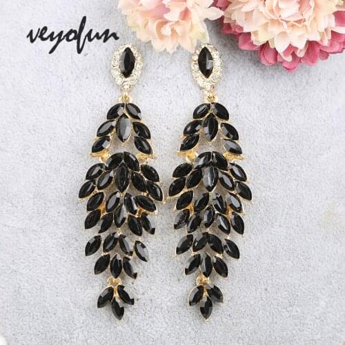 Veyofun Hyperbole Crystal Drop Earrings Vintage Bridal Dangle Earrings Fashion Jewelry for Women Gift New