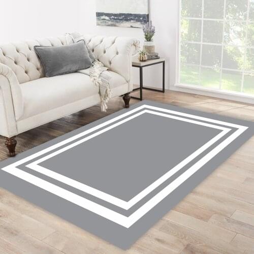 Grey white carpet white line frame rectangle patterned carpet modern carpet living room carpet free shipping soft