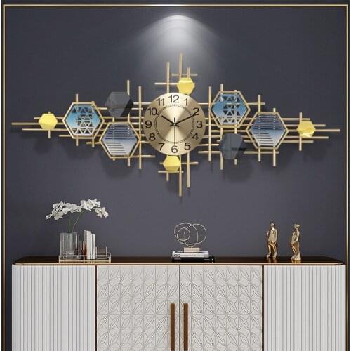 Modern minimalist wrought iron clock living room luxury fashion creative home decoration wall clock atmospheric watch