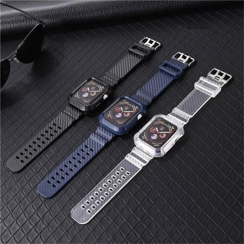 Sports Strap for Apple Watch Band 38mm 40mm Bracelet Case iwatch Series 6 5 4 SE 3 2 1 Carbon Fiber Pattern Strap 42mm 44mm