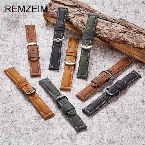 Vintage Genuine Leather Watchbands for Samsung Galaxy Watch 42 46mm Gear S3 Sport Quick Release Crazy Horse Strap 20 22 24mm