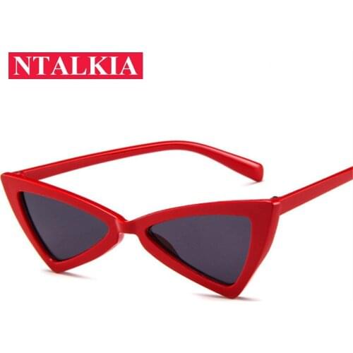 Vintage Triangle Sunglasses Women Cat Eye Red Sun Glasses Female Retro Butterfly Cat Eyeglasses Ladies Brand Designer