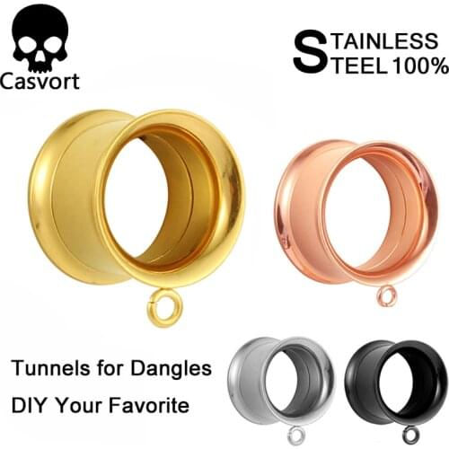 Casvort 2PCS Stainless Steel Dangle Ear Plugs Body Piercing Screw Tunnels Stretchers Body Jewelry Earrings Expander For Gift