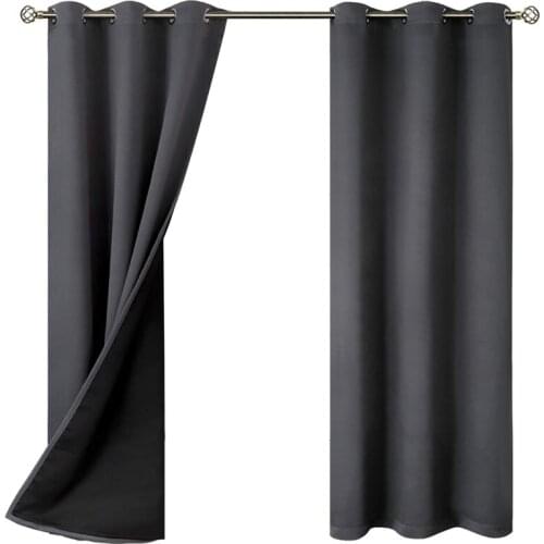 Blackout Curtains for Bedrooms, Blackout Cloth Thermal Curtains to Reduce Noise and Reduce Blinds (42 x 63 Inches, Dark Gray, 2