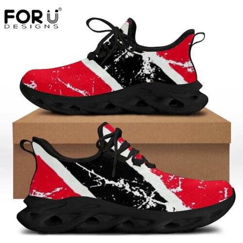 FORUDESIGNS Caribbean Trinidad and Tobago Flag Pattern Spring Breathable Casual Mesh Lace Up Sneakers for Women Fashion shoes