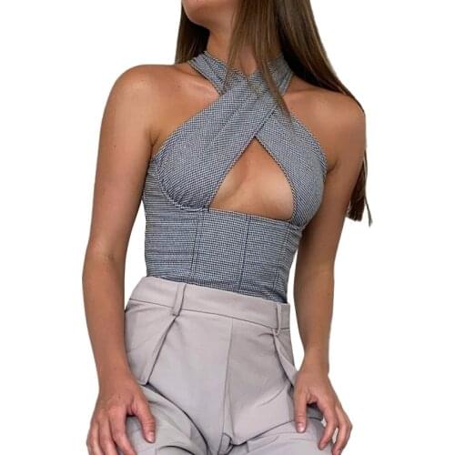 Ladies Sexy Halter Sleeveless Vest Cross Pleated Halter Sling Tie-dye Print Cross Halterneck Top Femme Moda Feminina Vest 2021