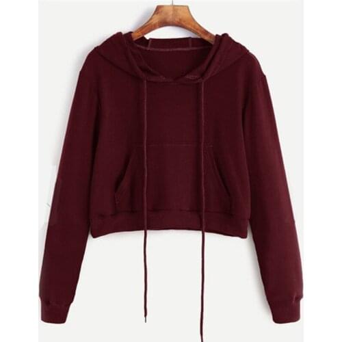 Sexy Short Paragraph Exposed Umbilical Hole Sweatshirt With Hoodies Fashion Sweatshirts Women Design Solid Color Lady Sweatshirt