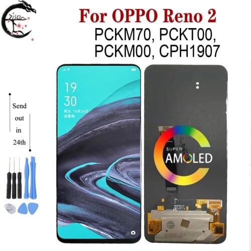 6.5" LCD With Frame For OPPO Reno 2 Reno2 LCD Display PCKM70 PCKT00 PCKM00 CPH1907 Screen Touch Digitizer Assembly Replacement