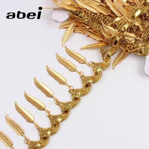 55mm 1yard Metalic Leaf Fringe Lace Ribbon Gold Lace Trims For Wedding Party Dance Dress Sewing Fabric Trimming Accessories