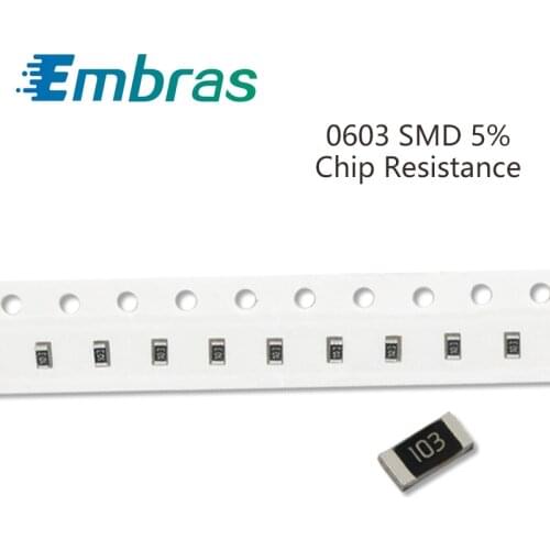 100Pcs 0603 SMD Resistor Set 5% Tolerance 0R-22M 20R 22R 24R 27R 30R 33R 36R 39R 10 Ohm Full Value Available DIY Assorted Kit