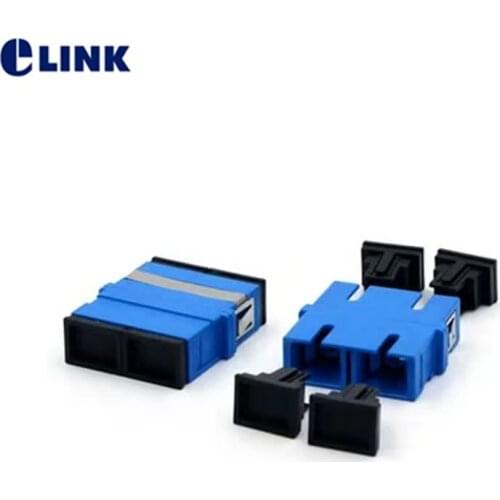 100pcs SC UPC duplex adapter no flange Single-mode blue ftth coupler SC-SC UPC dual fiber optic adapter OS2 flangeless IL