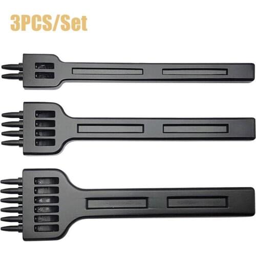 3pcs Leather Round Hole Row Punch Black Punching Tool Hand Sewing Hole Leathe Craft Tool 4mm Spacing 1mm Stitching Cutter Tool