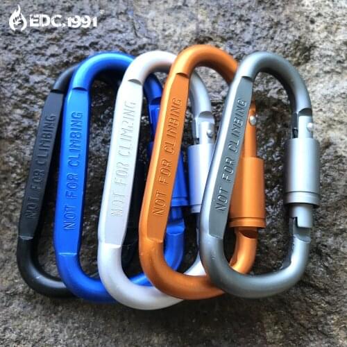 5pcs Outdoor Camping Equipment Aluminum Carabiner Hunting Equipment Survival Kit Lock Carabiner