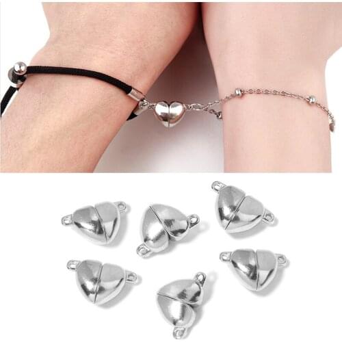 5pcs High Quality Love Heart Strong Magnetic Clasps Fit Bracelets Necklace End Clasp Connectors for Makings Leather Bracelet