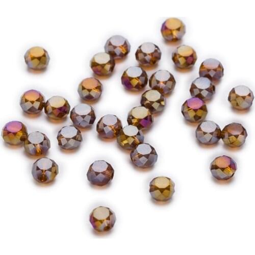50 Piece Brown AB Color Bread Cut Faceted Crystal Glass Spacer Beads Jewelry Findings 4-8mm