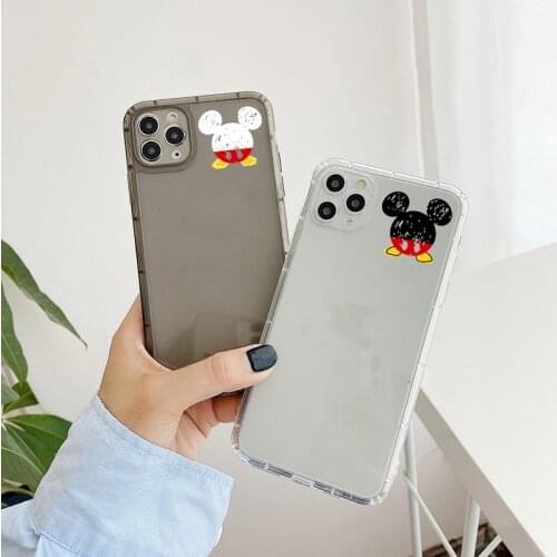 Cute Cartoon Graffiti Transparent Phone Case For iPhone 12MINI 7 8 Plus X XR 11 12 Pro XS Max Soft Edge Shockproof Capa