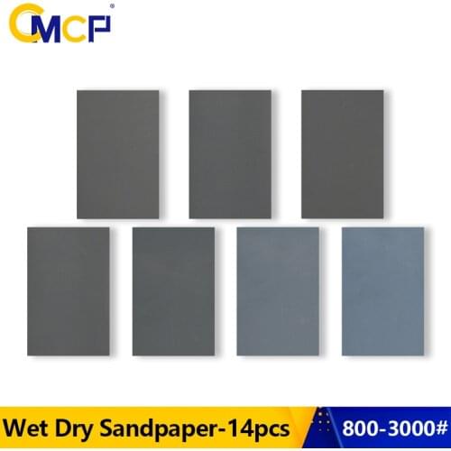 CMCP Wet Dry Sandpaper 14pcs 800-3000 Grit Waterproof Sandpaper 11x9 Inches for Wood Metal Abrasive Polish Tool Sanding Paper