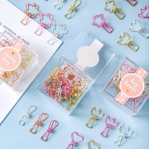 Color Metal Heart Clips Multifunctional Student Storage Sorting Photo Binder Clips Binders Rose Gold Stationery Metal Clip Paper