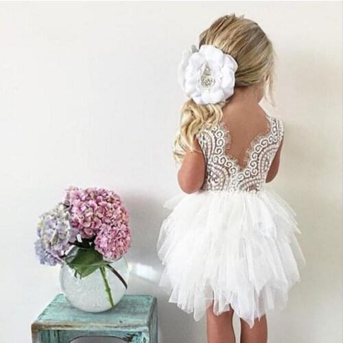 Backless Vestido Girl Baby Clothing Dresses for Baby Birthday Christening Lace Girls Tulle Dress Kid Costume Cake Smash Outfit