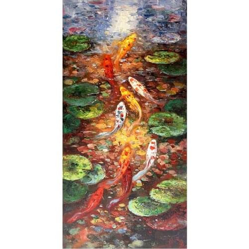 Hallway Pond Carp Diamond Painting Oil Animal Fish Round Full Drill Nouveaute DIY Mosaic Embroidery 5D Cross Stitch Home Decor
